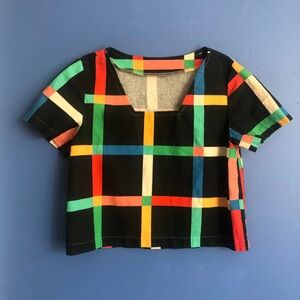 Frankie top- chunky windowpane black